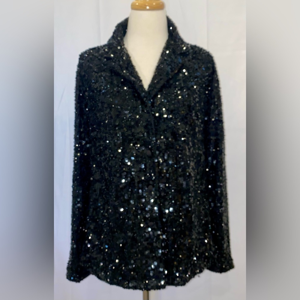 TWIN-SET Simona Barbieri Italian Designer Black Sequin Blazer Jacket EU 44/ US 8